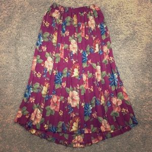 Midi length pleated floral skirt